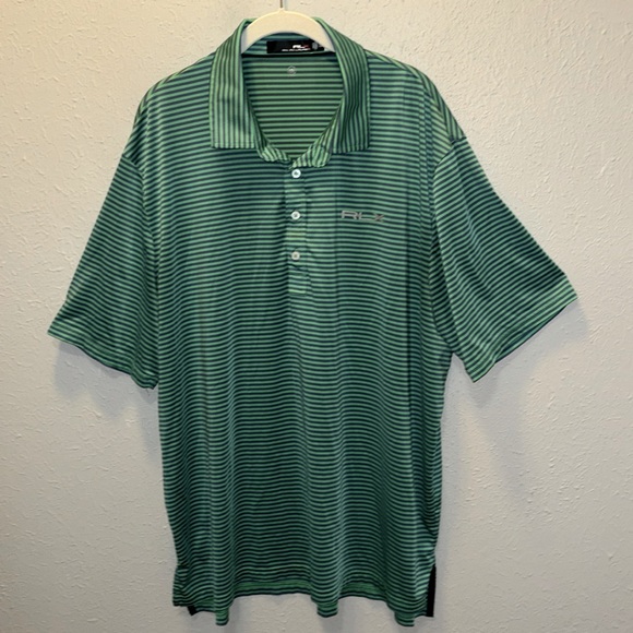 RLX Ralph Lauren Polo Tee Shirt Purple Green Stripe Men’s Size XXL 2X - Picture 2 of 10